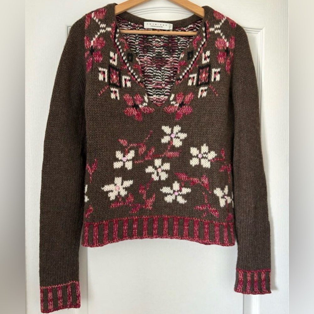 Twin set wool Brown Floral Sweater